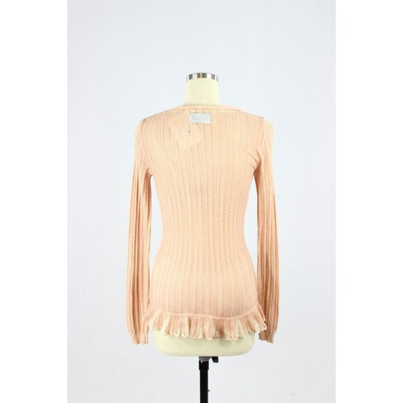D&G DOLCE & GABBANA Pink Pointelle Knit Embellished Cardigan Sweater, Size XS - Picture 3 of 16